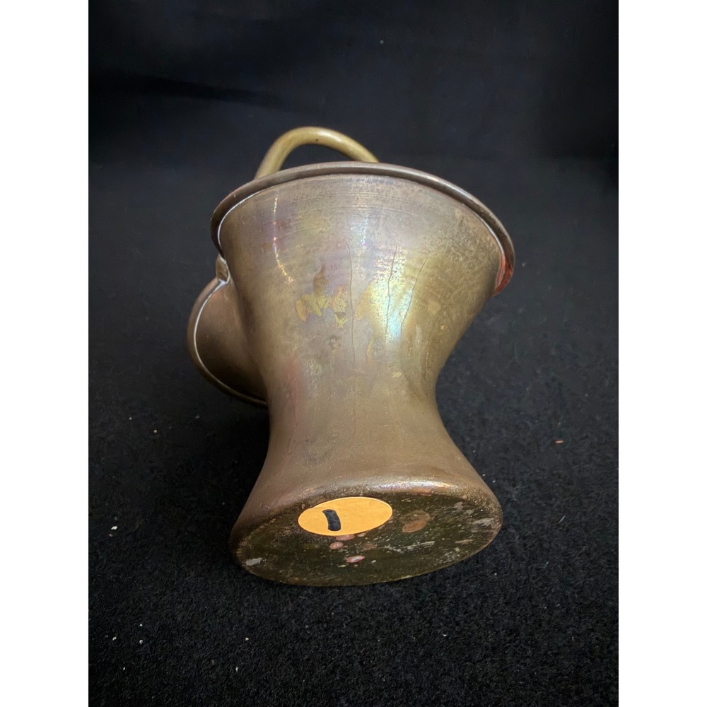 Vintage Solid Brass Flower Basket Vase‎ Mid-Century Modern Decorative MCM Handle
